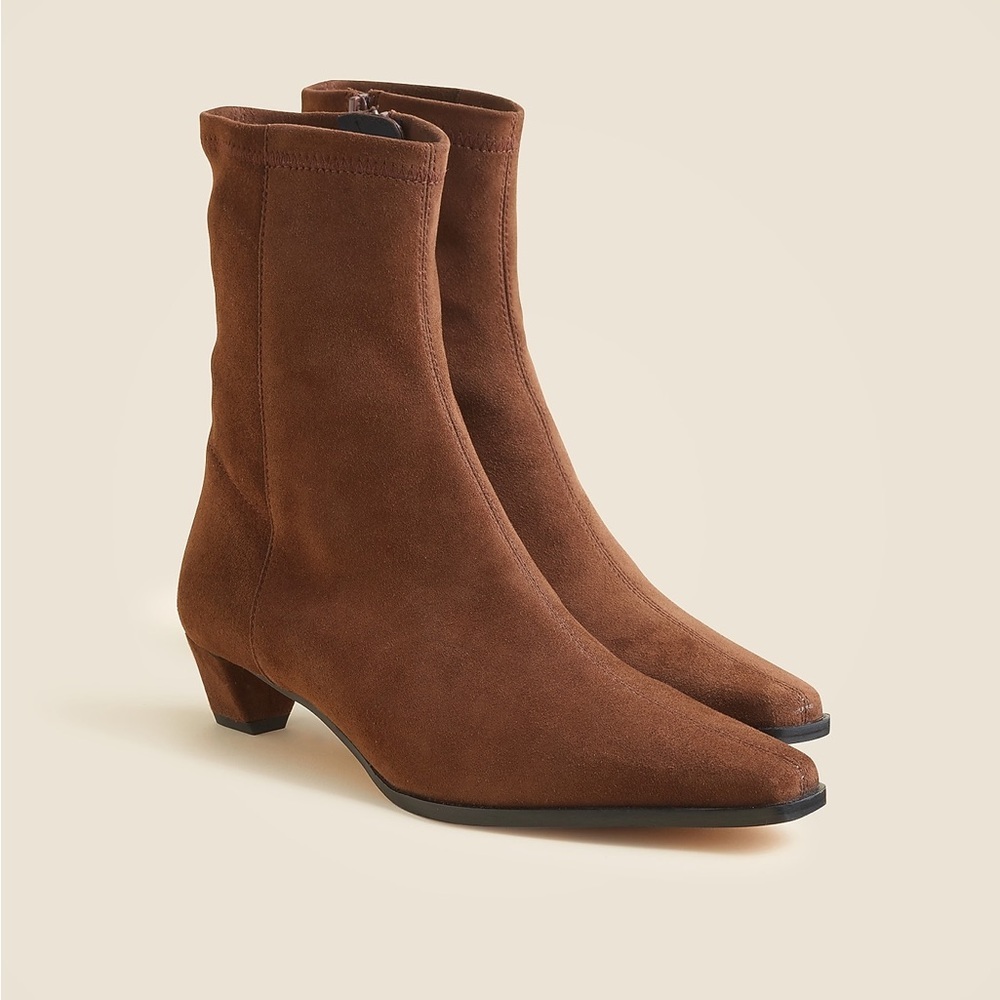 J Crew Remi square-toe ankle boots in stretch suede CP079
